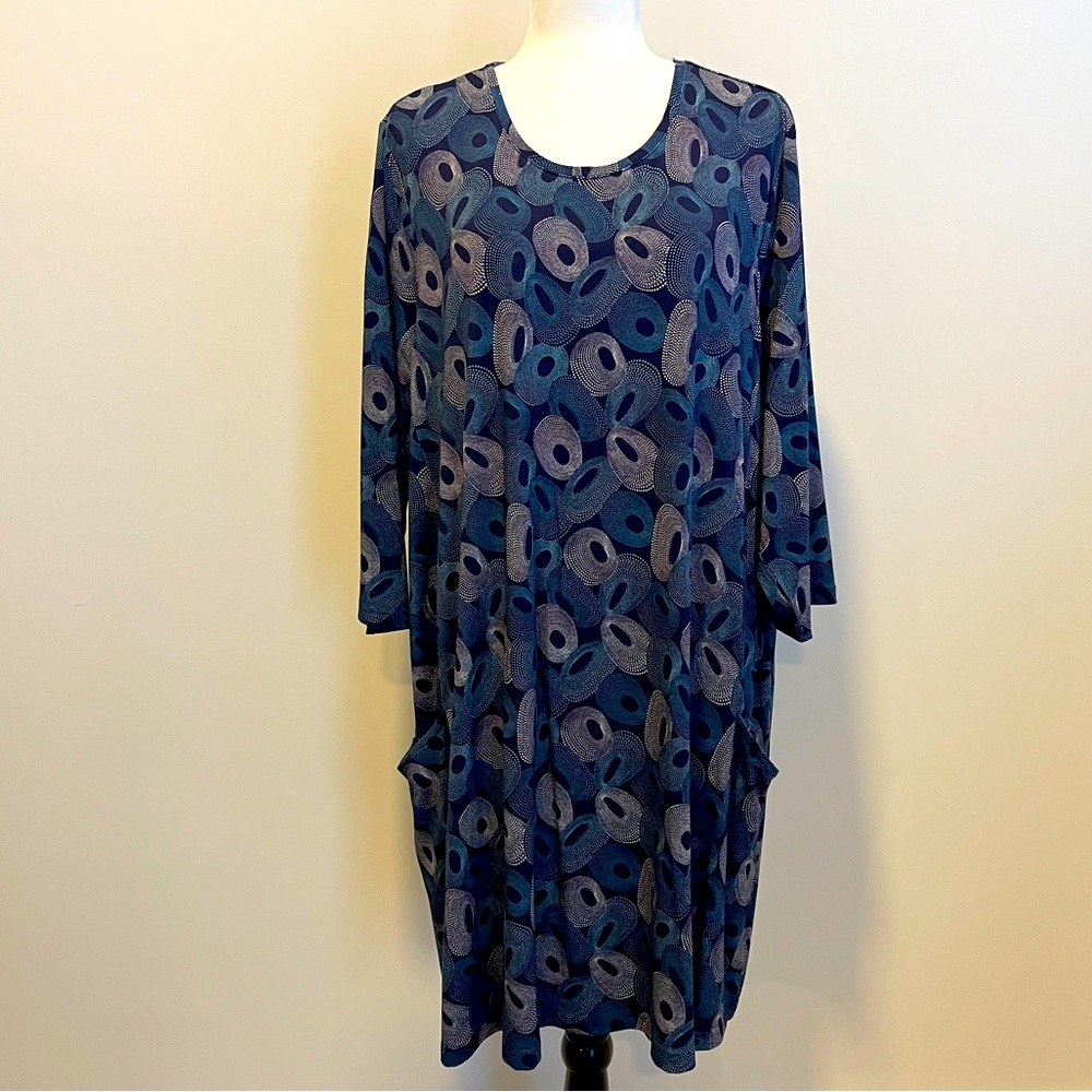 Sunday Women's Dress Blue 3XL Geometric Circles